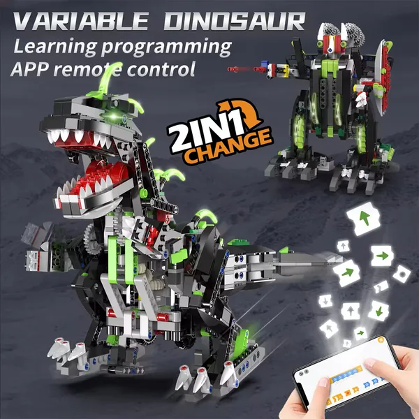 CHT-292829 App Controlled Dinosaur Toy Assemble DIY Toy 2 in 1 STEM Sci