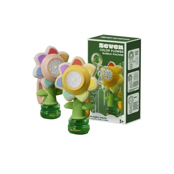 CHT-301109 Cute Plastic Seven-Color Flower Shaped Electric Bubble Machi