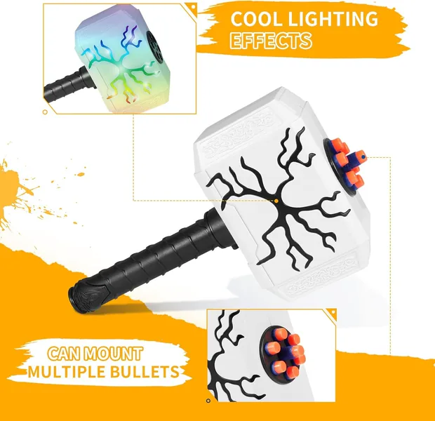 CHT-304604 Dart-Blasting Hammer Toy Gun with Light-up -Toys Shooting Ga