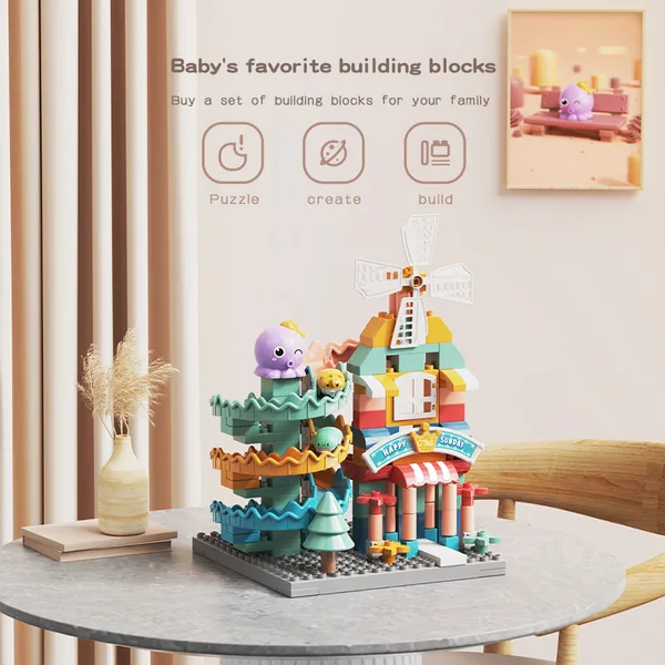CHT-262869 Kids Large Particle Building Blocks Octopus Track Windmill R