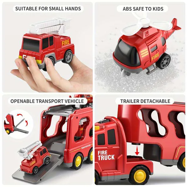 CHT-338778 5 in 1 Friction Powered Fire Truck Play Set for Kids Toys Ed