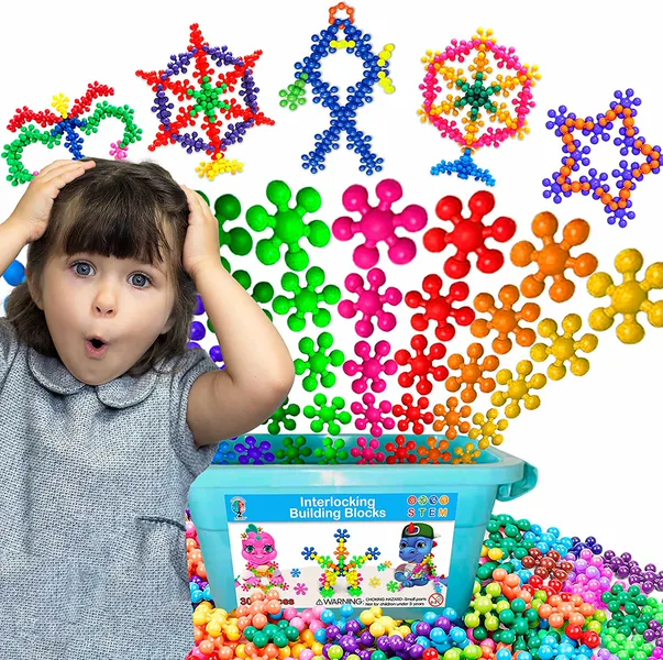 CHT-264281 Preschool 500pcs 600pcs DIY Snowflake Interlocking Plastic B