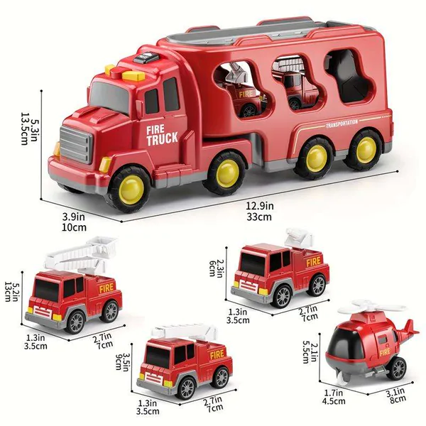 CHT-338778 5 in 1 Friction Powered Fire Truck Play Set for Kids Toys Ed