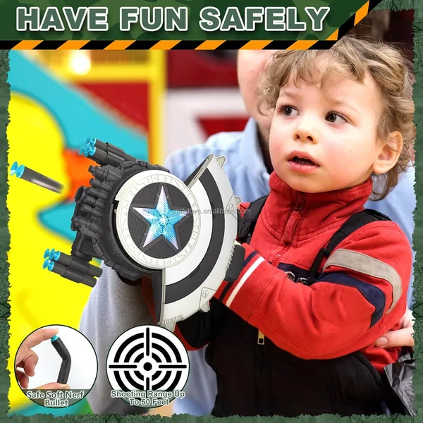 CHT-304606 Dart Shooting Shield Blaster with Light-up Toys Soft Bullet