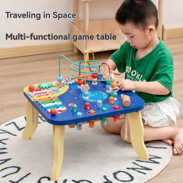 CHT-305229 5 in 1 Multi-functional Busy Board Montessori Wooden Table S