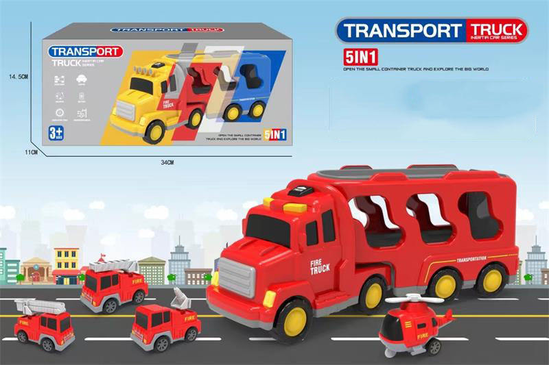 CHT-338778 5 in 1 Friction Powered Fire Truck Play Set for Kids Toys Ed