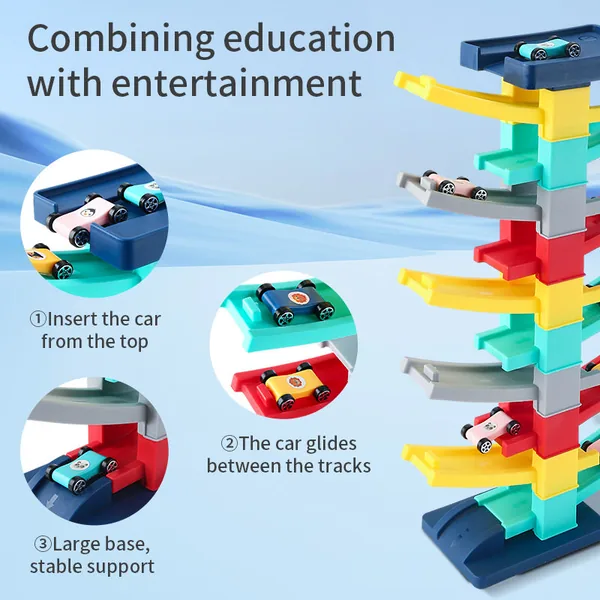 CHT-304474 Montessori Toy Gliding Car Ramp Slot Toy for Toddler Ramp Ra