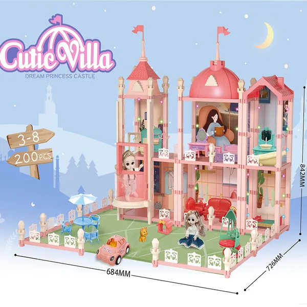 CHT-261891 Wooden House Cottage House Furniture Toys Set Fully Furnishe