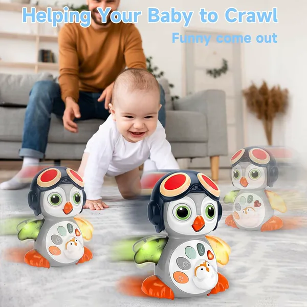 CHT-309692 Infant Tummy Time Toys Crawling Musical Penguin Baby Toys wi