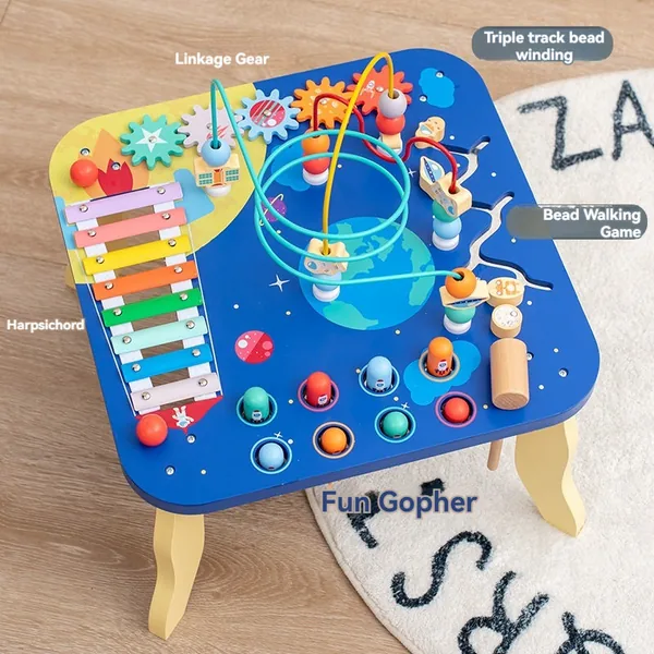 CHT-305229 5 in 1 Multi-functional Busy Board Montessori Wooden Table S