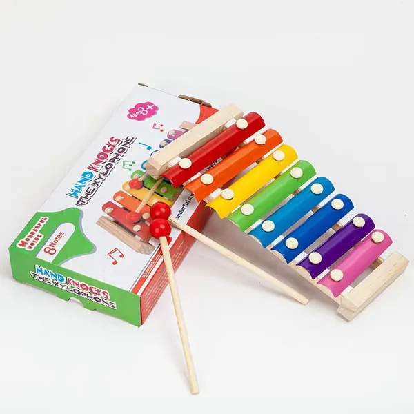 CHT-307384 Children's Educational Wooden Handbell 8-tone Colourful Musi