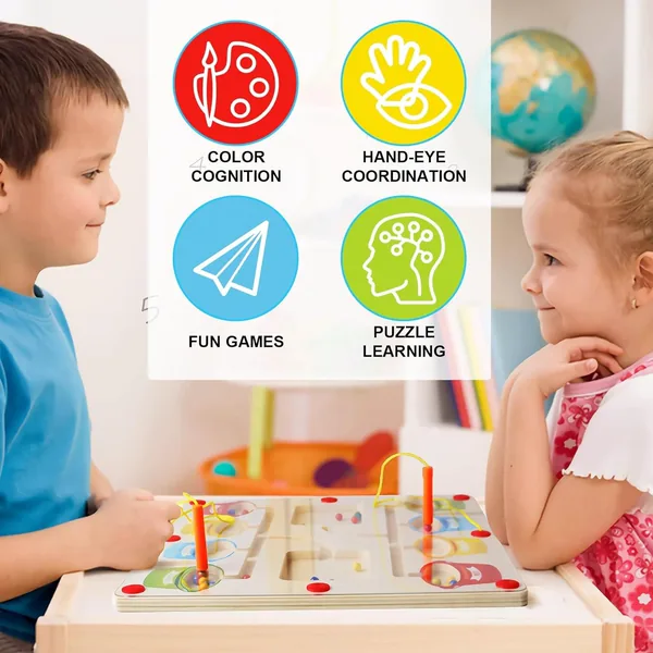 UNRESOLVED-1600954115079 Magnetic Color and Number Maze Wooden Montessori Toys for Ki