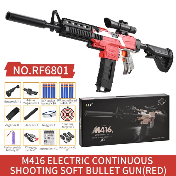 CHT-240867 M416 EVA Burst Soft Bullet Gun Toy for Boys Girls Outdoor Pl