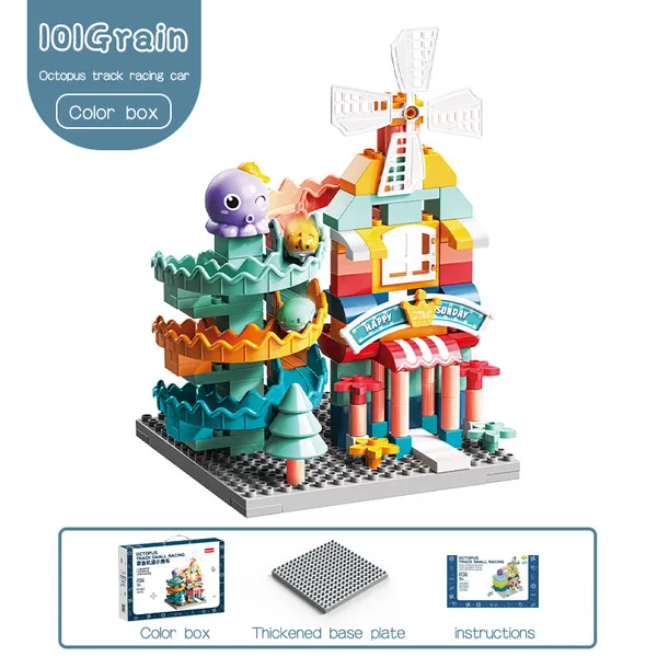 CHT-262869 Kids Large Particle Building Blocks Octopus Track Windmill R