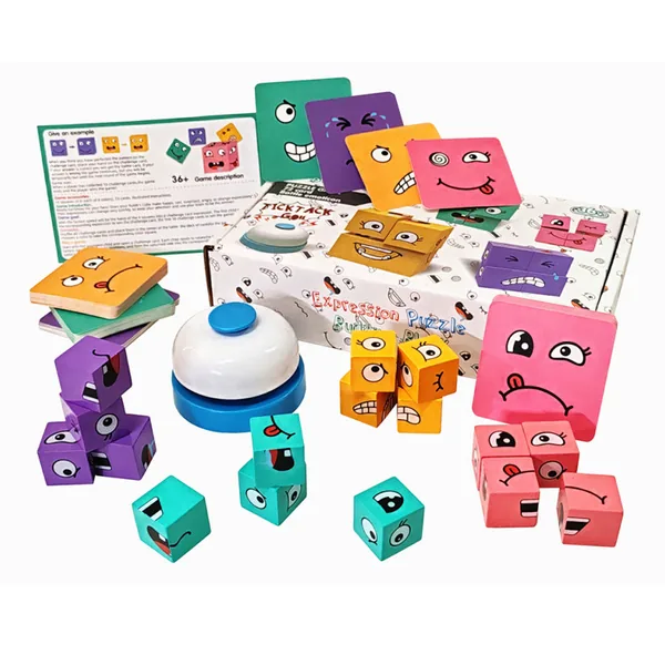 CHT-280236 NEW Wooden Face Changing Magical Cubes Expression Puzzle Bui
