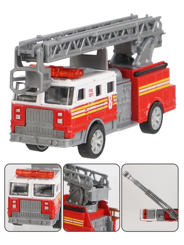 CHT-197349 Ladder Fire Truck Die-cast Metal Toy Car Openable Doors Pull