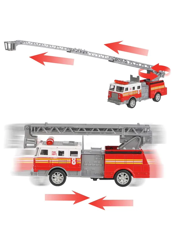 CHT-197349 Ladder Fire Truck Die-cast Metal Toy Car Openable Doors Pull