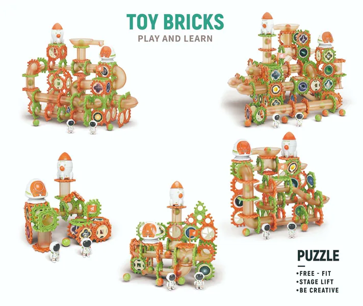 CHT-305339-CPS305329-CPS305330-CPS305331 DIY STEM Educational Building Blocks Marble Run Maze Race Tr