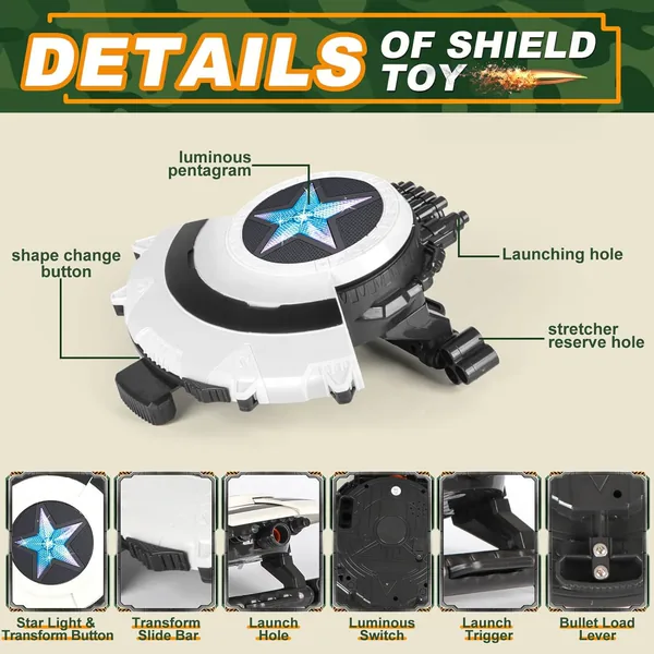 CHT-304606 Dart Shooting Shield Blaster with Light-up Toys Soft Bullet