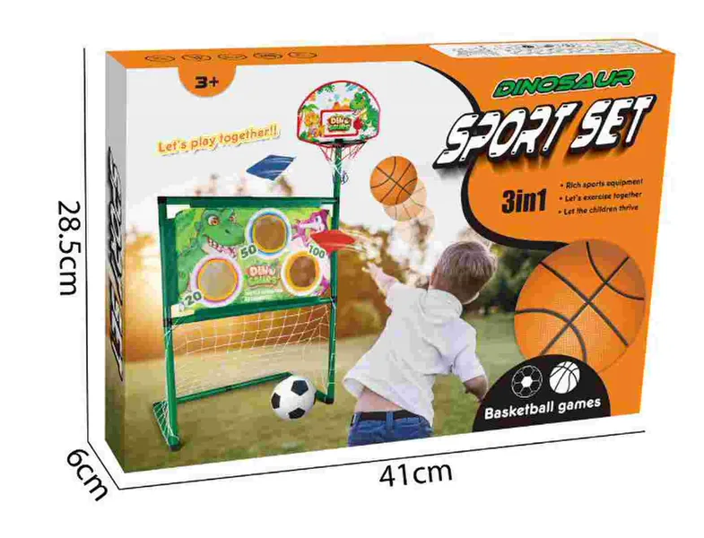 CHT-304914 3 in 1 Dinosaur Basketball Soccer Plastic Bean Bag Toss Game
