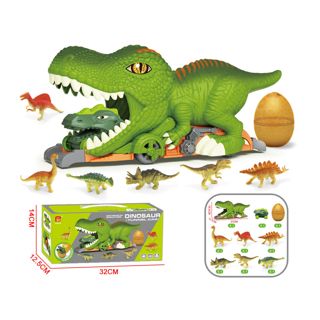 Dinosaur Swallowing Car Toy with Mini Dino Figures Slide Playset
