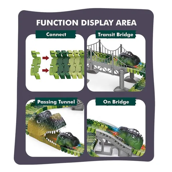 CHT-272385 Battery Operated 183PCS Dinosaur Track Toy for Kids Slot Car