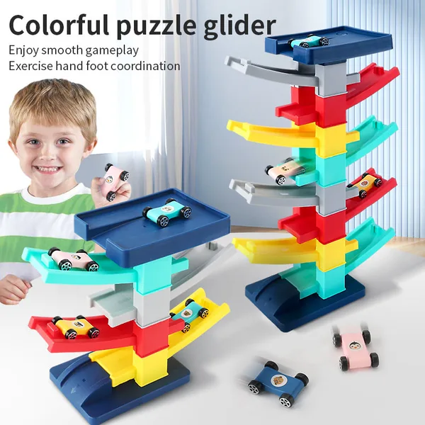CHT-304474 Montessori Toy Gliding Car Ramp Slot Toy for Toddler Ramp Ra