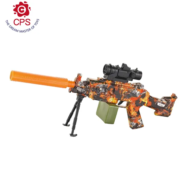 CHT-308569 Automatic Electric Soft Bullet Gun M249 Plastic Water Gun wi
