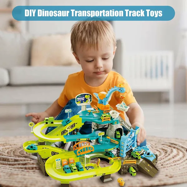 CHT-304620 Dinosaur Climbing Hills Rail Car Construction Play Set with