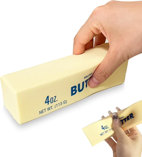 Small Color-Printed Butter Cheese Stick Squeeze Toy