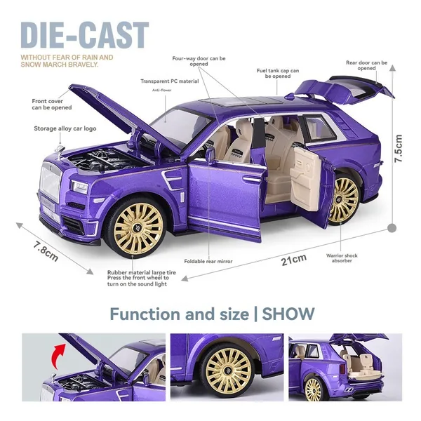 CHT-301051 1:24 Scale Diecast Toys Cul-linan Car Toys Metal Model for C