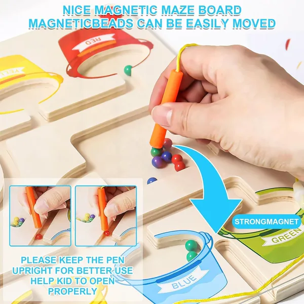 UNRESOLVED-1600954115079 Magnetic Color and Number Maze Wooden Montessori Toys for Ki