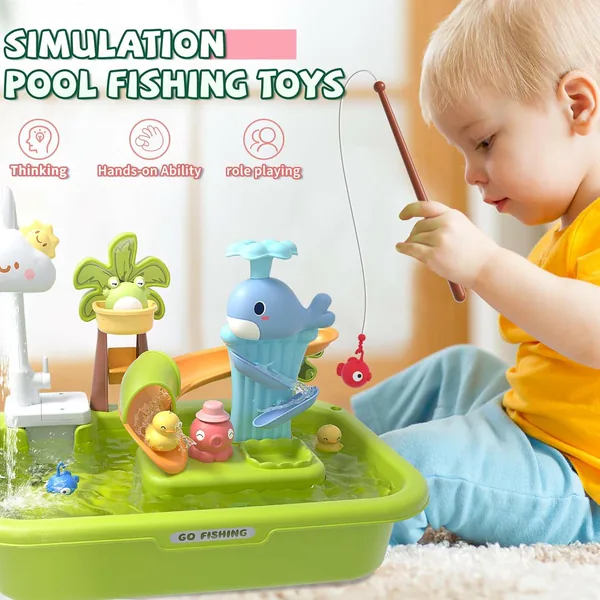 CHT-294663 3-in-1 Plastic Toddler Kitchen Pretend Play Sink with Runnin
