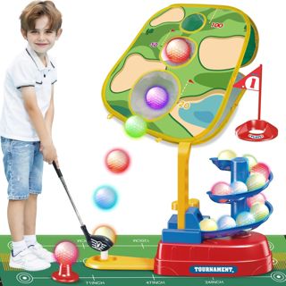 Kids Golf Club Set with 20pcs Light-up Balls and Toss Game