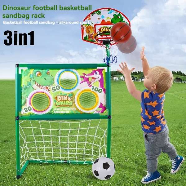 CHT-304914 3 in 1 Dinosaur Basketball Soccer Plastic Bean Bag Toss Game